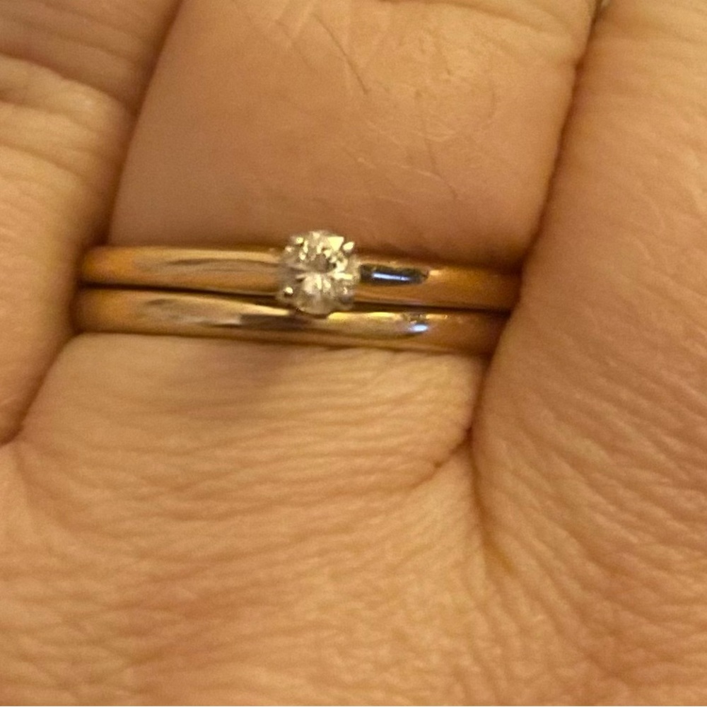 14k solid  gold .25 diamond wedding band set ❤️💍
